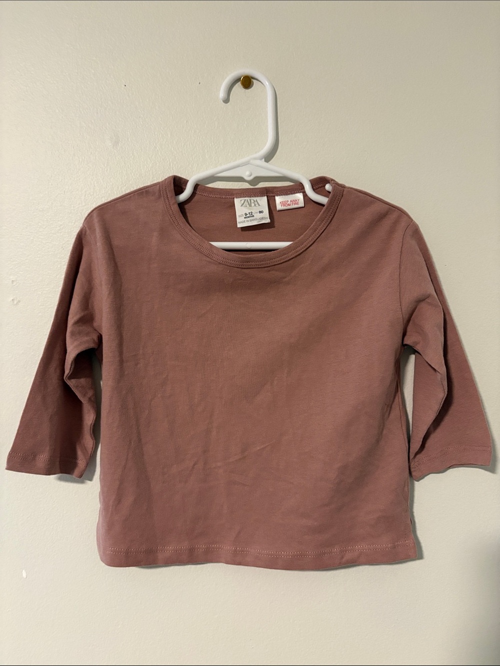 Zara Kids Dusty Rose Long-Sleeve Tee